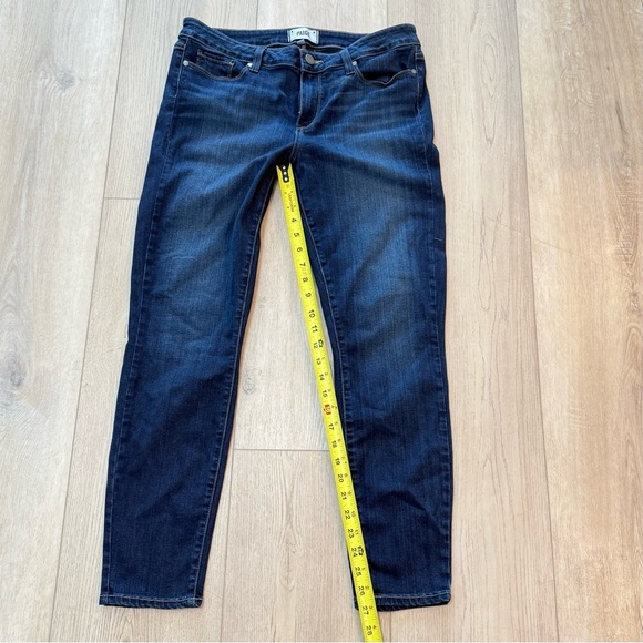 Paige Verdugo Ankle Stretch Dark Wash Blue Denim Mid Rise Jeans Women's 32 EUC - Picture 9 of 10